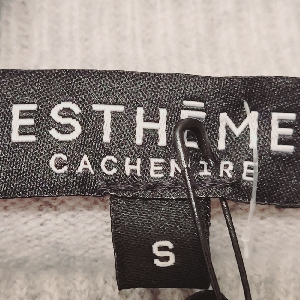 Esthēme 100% Cashmere Colorblock Cowl Neck Sweater Heather Gray Blush Pink - Picture 9 of 14